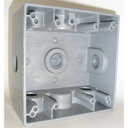 MULBERRY Electrical Box, 30.5 cu in, Outlet Box, 2 Gang, Aluminum, Square 30263